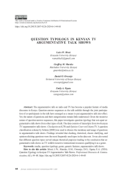 Типология вопросов в кенийских телевизионных дискуссионных ток-шоу