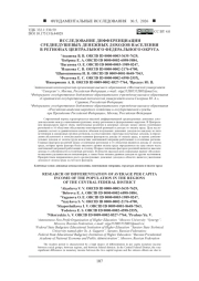 ИССЛЕДОВАНИЕ ДИФФЕРЕНЦИАЦИИ СРЕДНЕДУШЕВЫХ ДЕНЕЖНЫХ ДОХОДОВ НАСЕЛЕНИЯ В РЕГИОНАХ ЦЕНТРАЛЬНОГО ФЕДЕРАЛЬНОГО ОКРУГА